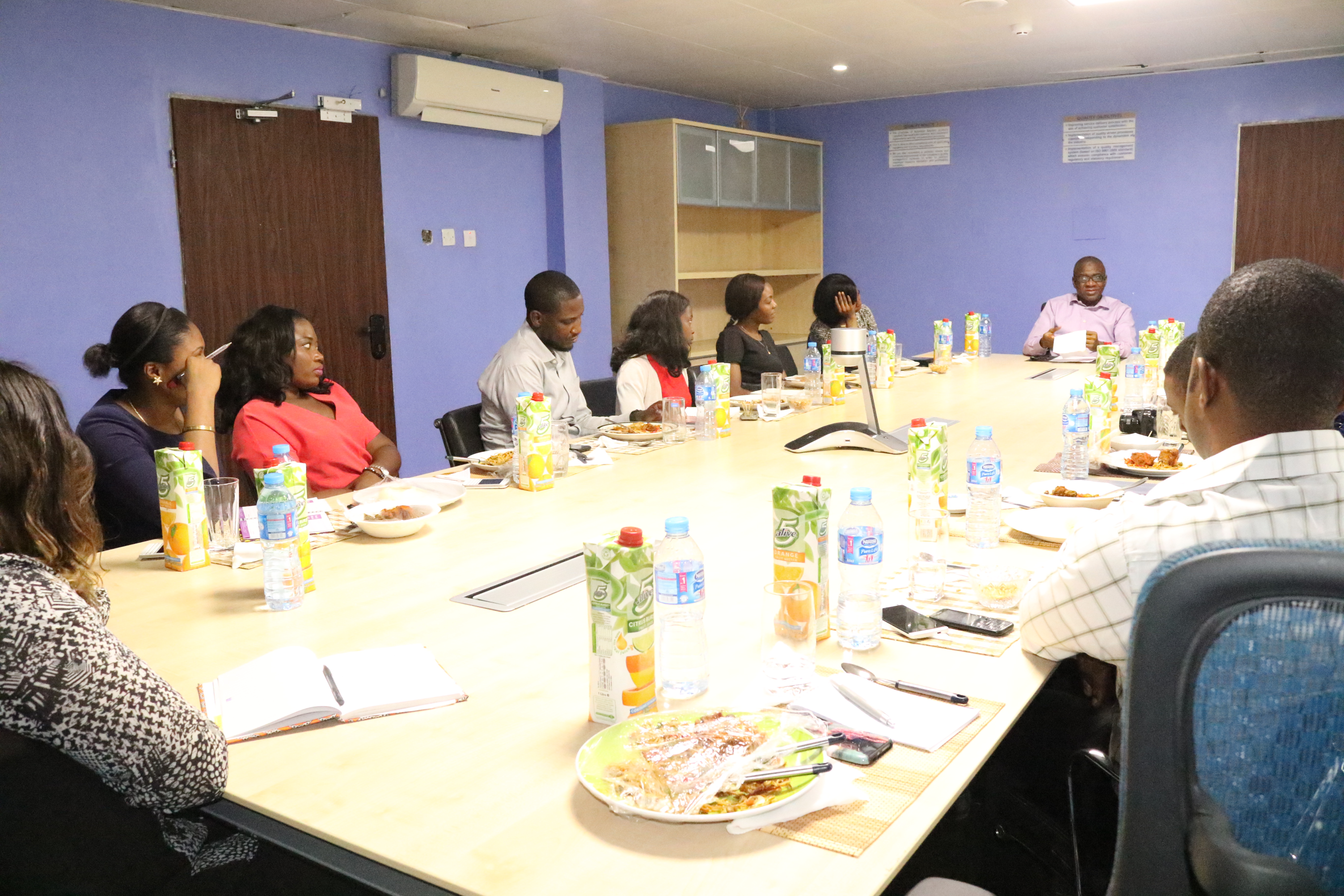 Corporate Services Division which comprise of Human Resources, Protocol and Logistics, Legal, Digital Marketing, Content Writing and Management, Customer Service, Corporate Affairs, GMD’s office, Egole and P-SEAMS unit whetting their appetite when the GMD hosted them